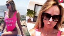 Rhian Sugden puts on a busty display in plunging pink swimsuit after jetting abroad to plan upcoming wedding to fiancé Oliver Mellor