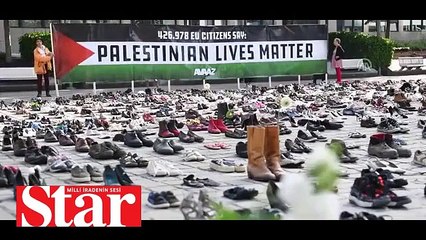 AB Konseyi önünde Filistin�e destek gösterisi