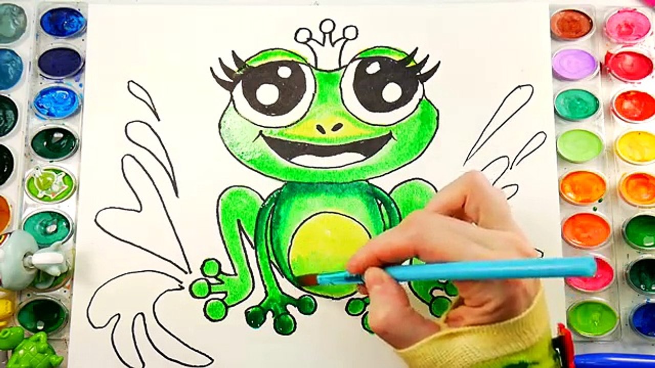 How to Draw a Frog Sea Animals Coloring Page to Learn Colors for Children