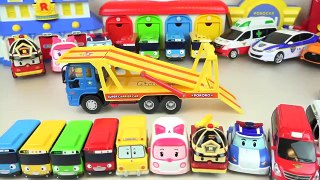 Robocar Poli School bus and Parking Tower Pororo Tayo car toys play