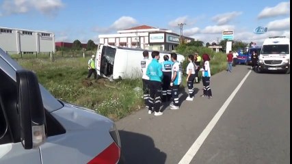 Çorlu D-100'de İşçi Servisi Devrildi: 10 Yaralı