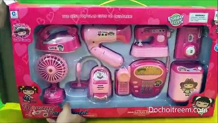 Đồ chơi 8 món: bàn ủi, máy giặt, máy may, điện thoại, máy chụp hình (Chim Xinh)