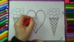 Heart and Ice Cream | Coloring Pages | Learn Colors for Children