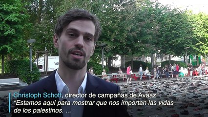 Miles de zapatos vacíos para alertar sobre muertes de palestinos