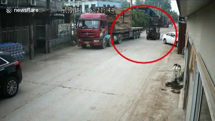 Scooter rider loses 16 teeth crashing into forklift blades