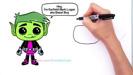 How to Draw Beast Boy from Teen Titans Go Cute step by step