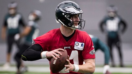 Carson Wentz takes reps at Eagles OTAs