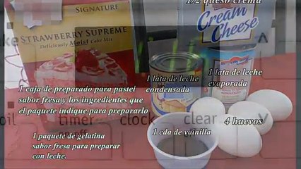 Fresa Flan cubierto con gelatina/ Pastel imposible de Fresa Receta.