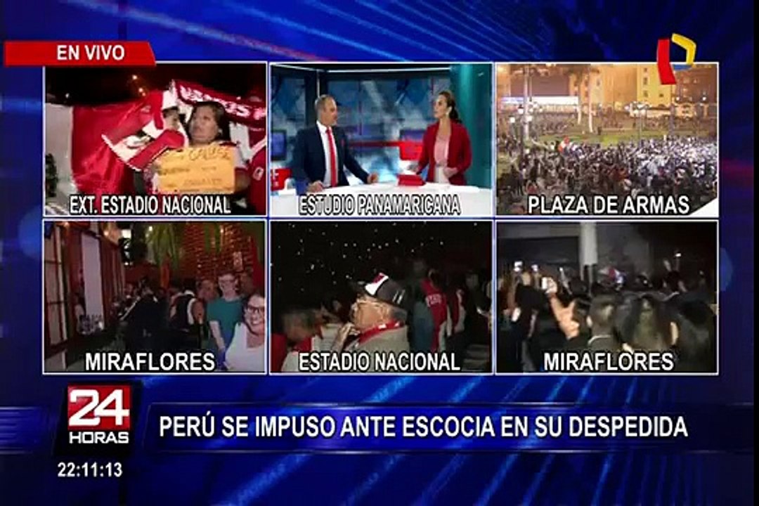 Hinchas celebran victoria peruana en las calles de Lima