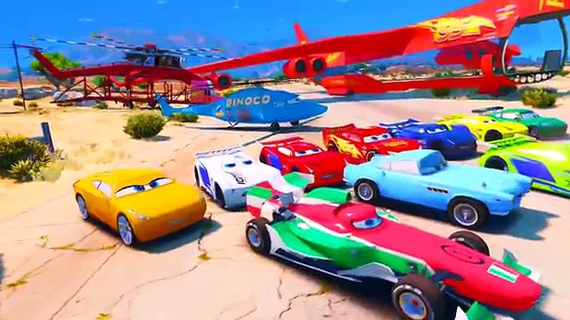 Spiderman And McQueen Cargo Plane Cars 3 Jackson Storm Colors Cruz Ramirez Mack Truck Mater Dinoco