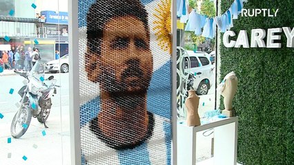6,000 HAIR CLIPS used to create Messi mural