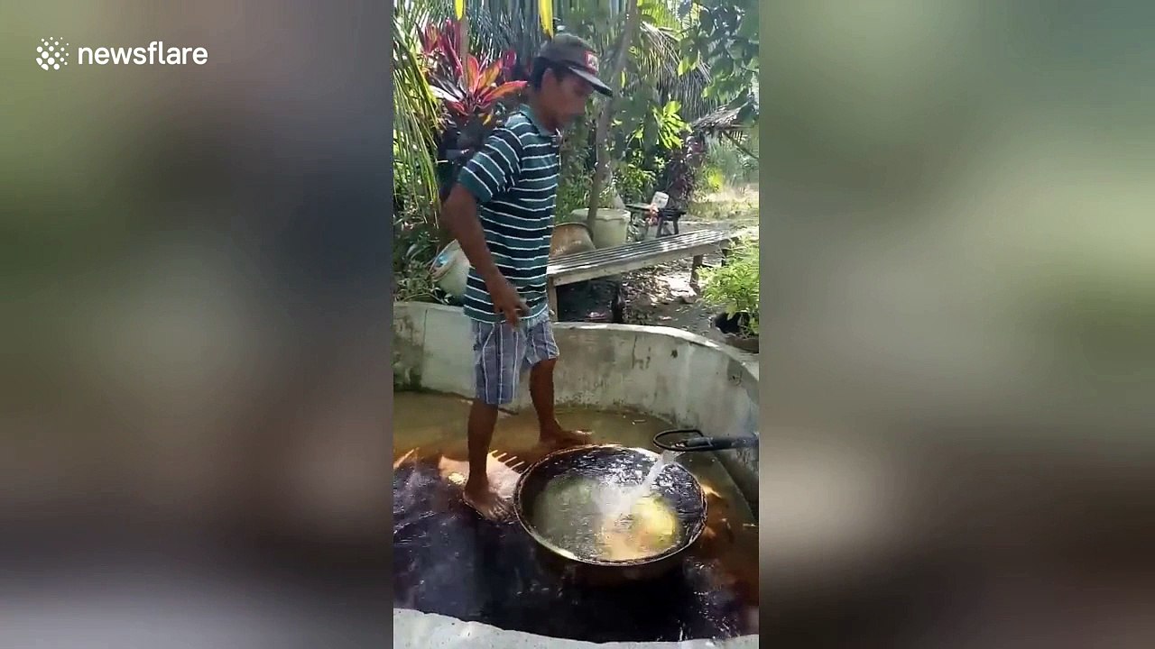 Local sets fire to fountain full of natural gas...