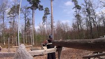 Workout video showing a press exercise. Lifting the log.