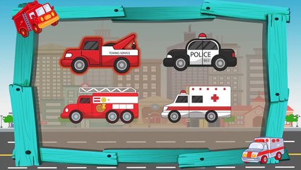 Learn Colors with Dinosaurs Fire Truck & Ambulance - Vehicles Cars for Kids