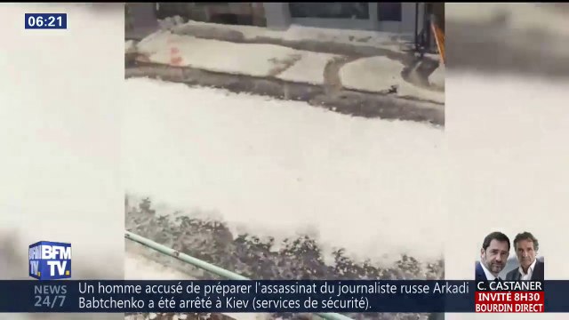 Dans le Jura, les rues de Nozeroy transformées en un torrent de grêle