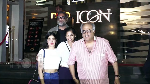 Janhvi Kapoor, Khushi Kapoor With Dad Boney Kapoor At Veere Di Wedding Screening