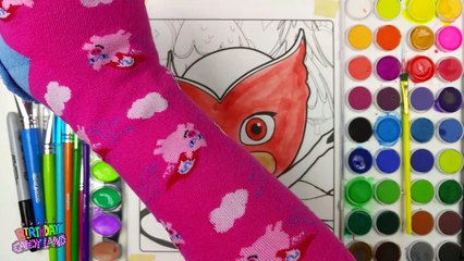 Owlette PJ Masks Coloring Page for Children to Learn to Color and Paint by Hand with Watercolor