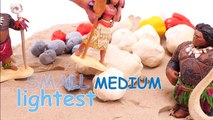 Learn with Moana #10 to Compare Big & Small as Disney Toys Moana & Friends compare rocks & see Lava