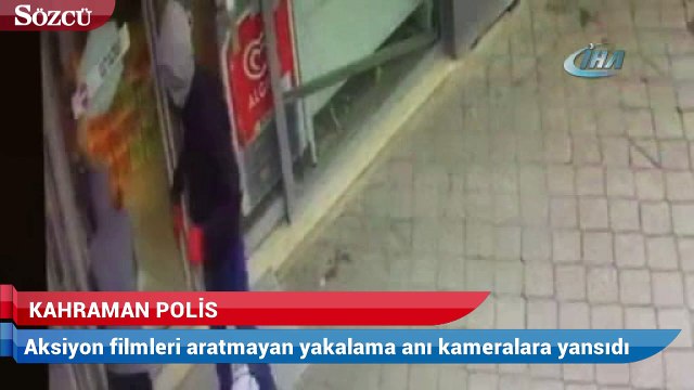 Kahraman polis hırsızı üzerine atlayıp yakaladı