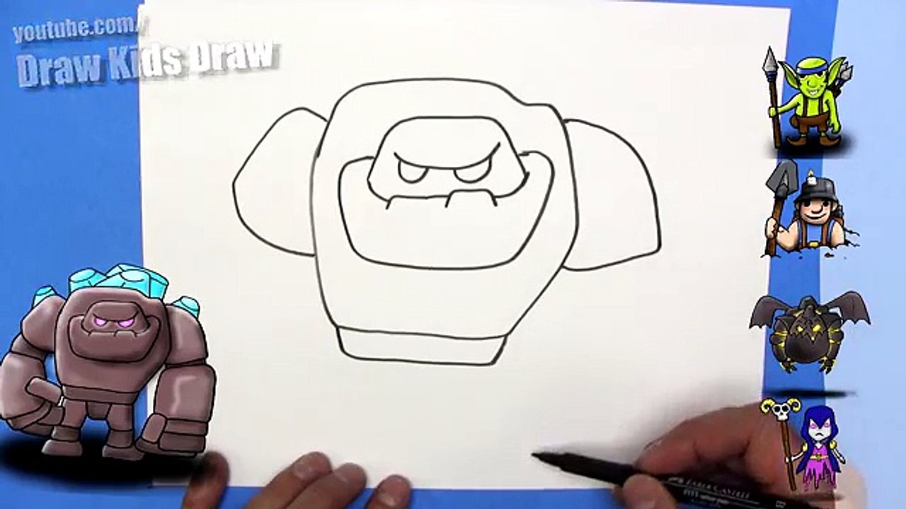 How To Draw the Rock Golem from Clash Royale - EASY - Step By Step