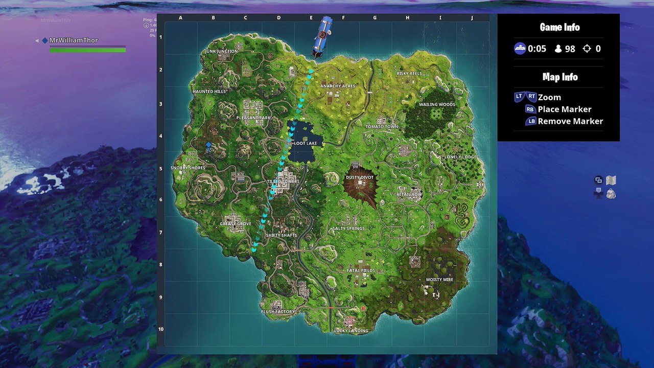 "Follow the treasure map found in Greasy Grove" Fortnite Week 5 Treasure Map Location Guide