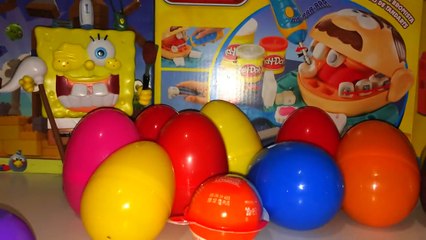 Киндер Сюрпризы на русском языке ГубкаБоб Surprise Eggs Unboxing Kinder Surprise Joy