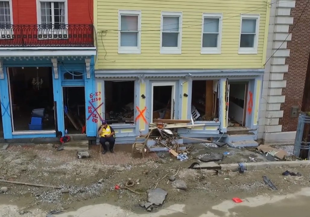 Drone Footage Shows Extensive Flood Damage to Ellicott City