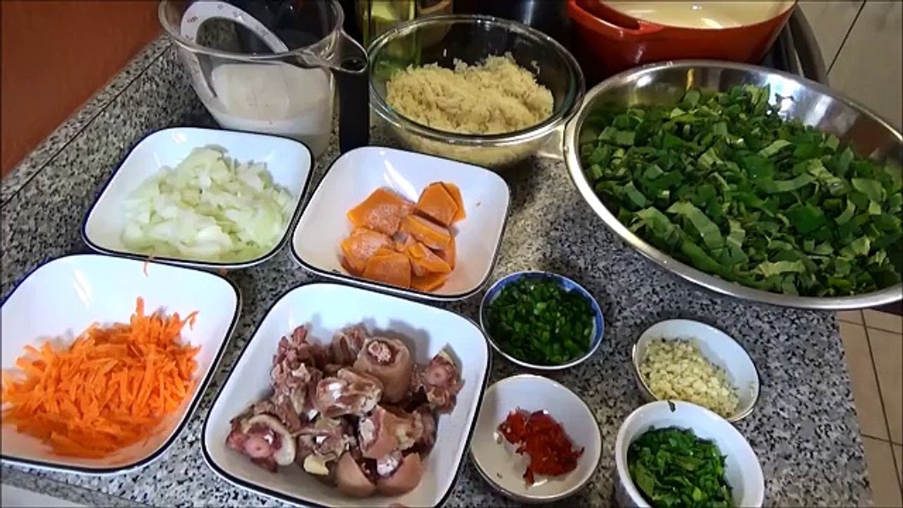Trinidad Bhagi Rice Recipe / Spinach Rice with Salted Pigtails in Coconut Milk - Episode 177