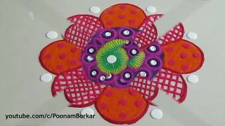 Easy, small and quick flower shaped rangoli design | Innovative rangoli designs by Poonam Borkar