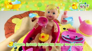 New Baby Bath Song ♥Toy Nursery Rhyme♥ How to Bath Baby Doll Playset Kids Songs Original Baby Song