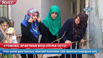 Otomobil apartman boşluğuna uçtu