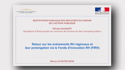 2 mai 2018 :  Restitution nationale du Forum de l'Action publique - Retour sur les événements régionaux RH et sur leur prolongation via le FIRH