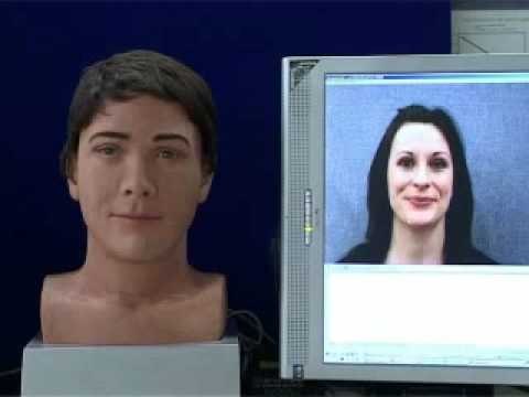 Robotic face mimics human reactions