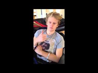 Brave Ryan Smith gives his dad a thumbs up after waking from a coma.