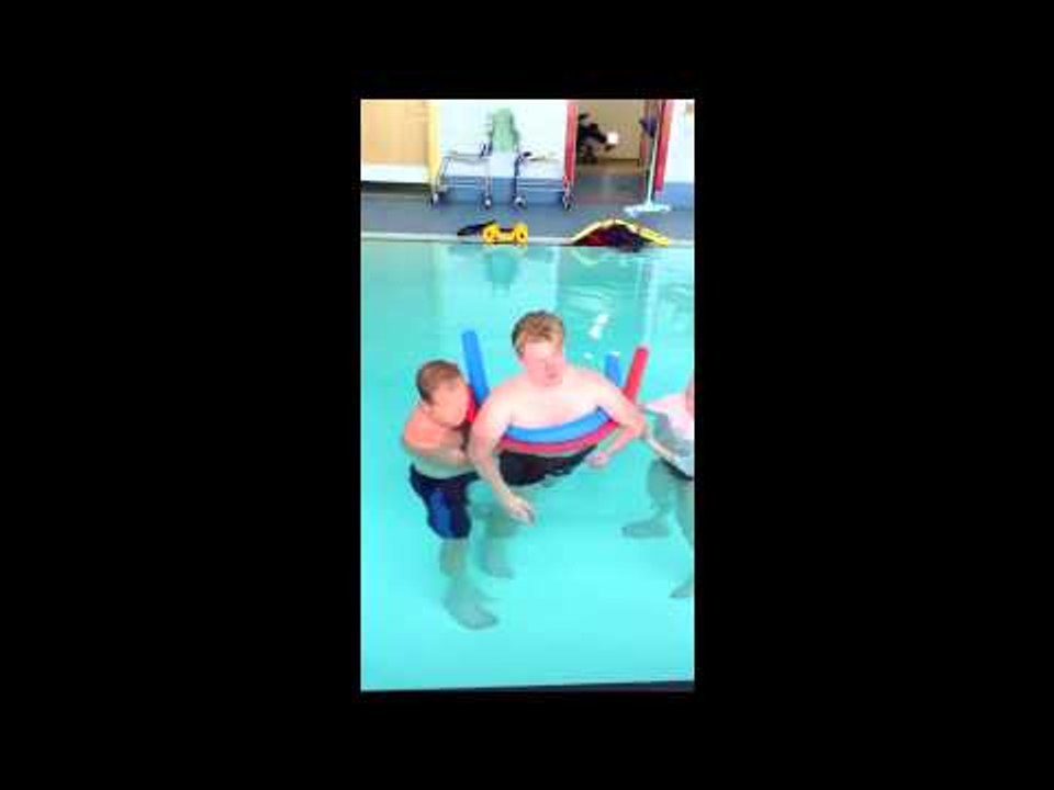 Brave teenager Ryan Smith takes his first steps after being knocked of his bike.