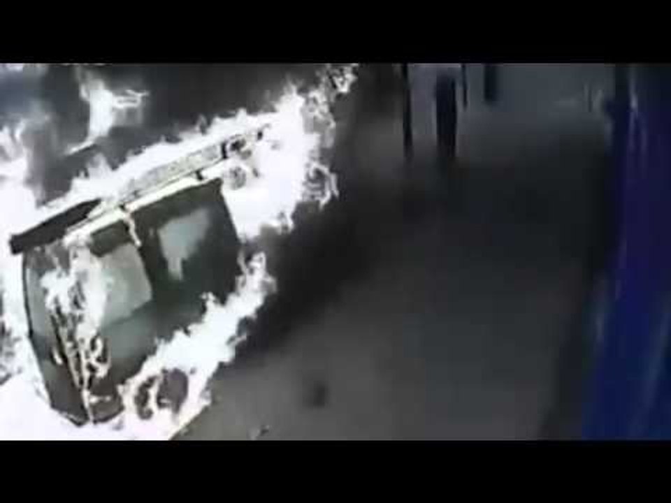 CCTV shows dramatic van explosion in busy town centre