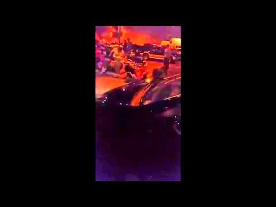 Boy racer loses control of his car and mows into a crowd of spectators.