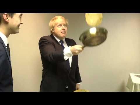 What a tosser - BoJo has go at flipping pancakes