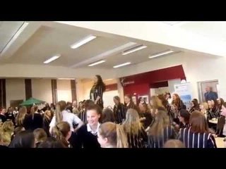 Schoolgirls recreate High School Musical in canteen to celebrate end of term