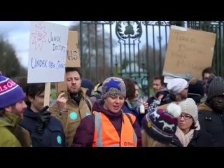 Junior doctors outside Sheffield Children's Hospital on 24 hour strike