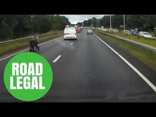 Cars On A Busy Road Slamming Breaks To Avoid Man Riding MOBILITY SCOOTER