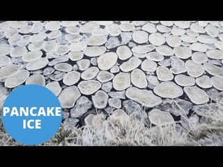 Rare 'Pancake Ice' Formations On River