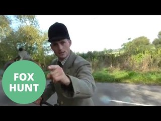 A member of a fox hunt was caught on camera appearing to attack a demonstrator