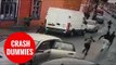 Bizarre CCTV shows overloaded car crash while carrying nine people