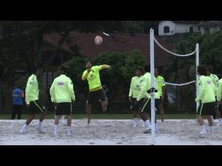 World Cup 2014 - Brazil Stars Practice Their Footvolley Skills