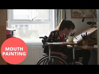 Watch as amazing Tetraplegic woman paints Christmas cards with her mouth