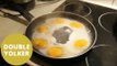 shell-shocked man cracks six double-yolk eggs in a row