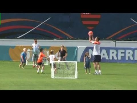 World Cup 2014 - Robin van Persie Entertains Players' Children After Holland Training