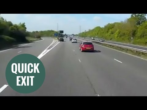 Dashcam captures driver suddenly swerving across three lanes