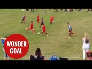 Nine-year-old scores a wonder goal from the halfway line